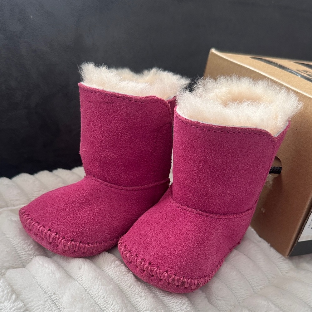 UGG Caden Baby Boots in Pink Suede with Plush Sheepskin Lining